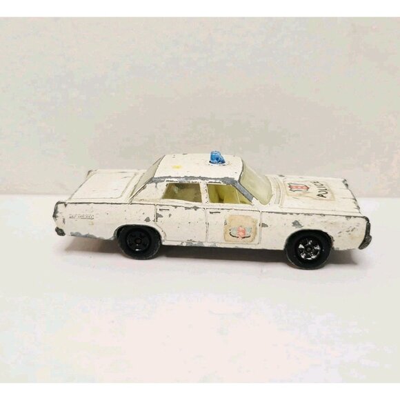 1968 Matchbox Lesney No.55/73 Mercury White Police Car Sedan Cop Blue Dome - Picture 2 of 6